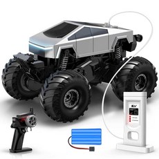 사이버 트럭 RC카 수륙 양용 차 락크롤러 4WD 자동차 그린 배터리 1개