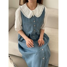 빅사이즈 투포켓 데님 원피스+셔츠세트