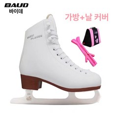피겨 인라인 스케이트 선수용, 1개, 눈꽃화이트+칼집+가방핑크