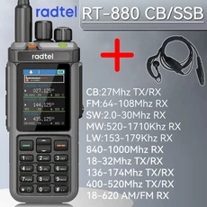 Radtel RT-880 10w 멀티 밴드 햄 라디오 HF (AM USB LSB CW CB LW MW SW SSB 지원) 1024 채널 크, 01 유로, 07 Add earphones