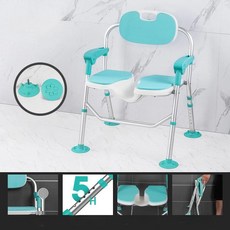 초경량 목욕 의자 발받침 이동식 화장실 욕실 미끄럼방지, 6402s-L 블루 홈 흡착컵