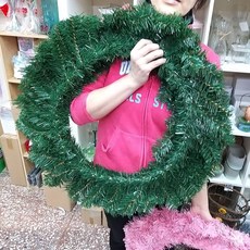 聖誕樹藤圈花圈藤圈60公分(粉色/綠色)台灣現貨速發, 綠色, 1個