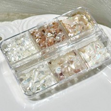 셀프네일 천연 자개 파츠 믹스 6종 세트 젤네일아트 오팔 자개 네일아트 재료, 1개, 02번 브라운자개