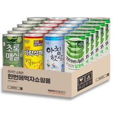 [한번에먹자] 175-180ml 미니캔 과즙음료 혼합세트 / 자연은 알로에 + 초록매실 + 아침햇살 + 비락식혜 / 각6개씩 총24캔, 175ml, 24개