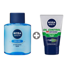 NIVEA 妮維雅 男士臉部基礎清潔保養品 3入組, 鬚後水100ml+鬚後乳液100ml+洗面乳100g, 1組