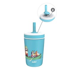 Zak Designs Sesame STREE 트리t Kelso 여행용 또는 가정용 유아용 컵 355ml(12온스) 진공 단열 스테인리스 스틸 빨대 누출 방지 디자인 어린이에, Bluey