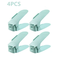 4-16개 신발 슬롯 정리함 조절 가능한 쌓기대 공간 절약형 이중 데크 랙 신발장 보관 홀더, 4PCS Green