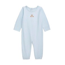 Mud Pie 남아용 프렌치 매듭 곰 가운 블루. 신생아