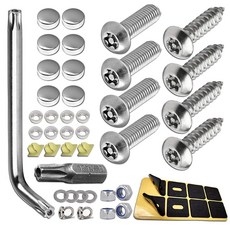 [ 1234852 ] 도난 방지 번호판 나사 - 자동차 태그 프레임 홀더용 스테인리스 스틸 볼트 패스너 키트 변조 하드웨어 0.6cm(1/4인치) M6 보안 세트 녹 방지, 1개