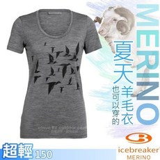 Icebreaker 魚貫雁行 女款輕薄透氣低圓領短袖羊毛排汗衣 150 TECH-LITE T恤