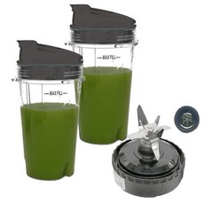 뚜껑이 있는 업그레이드 교체용 355ml(12온스) 컵 1100와트 BL660 30/BL661BBYC 30/ BL740 30/BL740C/BL740A/ BL620C/621이, 355ml(12온스) 2개+ 뚜껑 2개+블레이드 1개