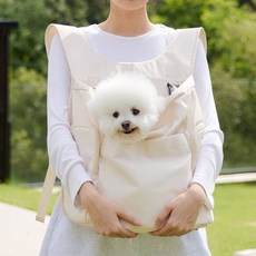 뭉연구소 강아지 가방 산책 이동가방 앞가방 백팩, 1개, 베이지