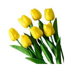 인테리어 튤립 모조 꽃과 북유럽풍 꽃병, 노란색 튤립 6 송이, 노란색 튤립 6 송이