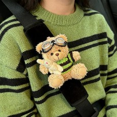 귀여운 곰 모양 자동차 안전벨트 어깨 패드 안전벨트 보호대, 1개, 입체 줄무늬 곰 모양