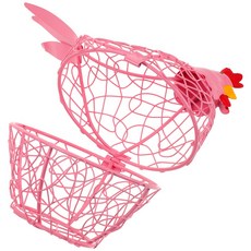닭 모양 장식품 바구니 신선한 달걀을 담는 철사 실용적인 작은