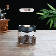 透明真空密封罐 1200ml 按壓式保鮮儲物罐 防潮廚房收納, 1個, 小款黑金500ML