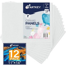 캔버스 패널 27.9 x 35.6cm(11 14인치) 12팩 283.5g(10온스) 밑칠 100% 면 캔버스 페인팅용 화이트 빈 플랫 보드 오일 아크릴 수채화 템페라 페