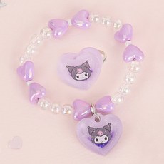 산리오 여아 팔찌 반지 세트 아크릴 하트 비즈 스팽글 아동 어린이 선물