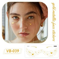 大邱紋身 金屬亮面妝容臉貼 紋身貼 T60C 萬聖節 舞會 防水, 1個, VB-039