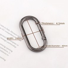 5 개/몫 금속 타원형 Carabiner 걸쇠 클립 스냅 후크 스프링 개방형 열쇠 고리 DIY 펜던트 커넥터 개 체인 버클 가방 Carabiner, Gun Black40mm