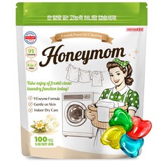허니맘 캡슐세제 일반용량 2배 16g x 100개 세탁세제 일반용 드럼용 양재동꽃시장향, 1개, 100개입