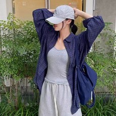 투니스 여성 무드 빈티지 체크 긴소매 셔츠