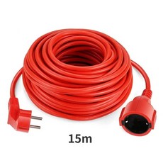 전원 스트립 연장 코드 51020m 케이블 16A EU 콘센트 4000w 전기 Schuko 1.0mm 빨간색 실내 실외 플러그 소켓 엔지니어링, 1개, 01 PC001-15m Cord