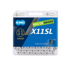 KMC GO X11SLW 11速蠟鏈條 WAXED十一速超輕量鍊條 118目 銀色金色, 1個, 銀色