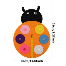 퍼즐 장난감 교육 유치원 보조 지역 수동 DIY 선물 어린이 재료 부직포 단추 몬테소리, Ladybug orange, 1개
