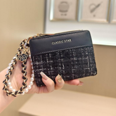 [키링세트] 샤샤벨 트위드 반지갑 여성 학생 카드지갑 초등 여아 지갑