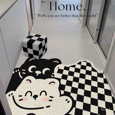 賣場新品地墊入戶門耐髒換鞋區好打理絲圈地墊卡通風玄關防滑腳墊除塵地墊, 可愛熊貓,120*160cm（絲圈）, 1個