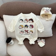 베이비 봄 가을 긴팔 짱구 우주복 맨투맨 티셔츠 바디슈트 모자 양말 세트 외출복 등원룩 백일 6개월 돌 아기옷 출산선물