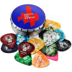 도너 기타 피크 셀룰로이드 16개 세트(어쿠스틱 기타 일렉트릭 기타 우쿨렐레용) 얇은 중간 두꺼운 매우 두꺼운 피크 포함 케이스 포함, 16픽 + 0홀더, 다즐 패턴