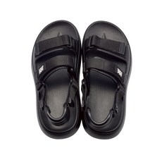 KANGOL 英國袋鼠黑勢機能輕量涼鞋(魔鬼氈設計 厚底微增高)