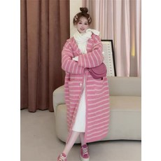임부복 나른한 감령 긴팔 니트 가디건 분위기 하프 니트 코트 부드러운 스트라이프