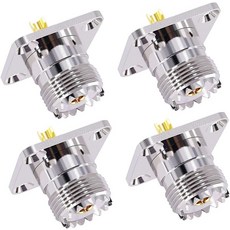 CNARIO 4PCS UHF 여성 동축 어댑터 PL259 SO239 벌크헤드 커넥터 4홀 패널 섀시 마운트 플랜지 솔더 컵