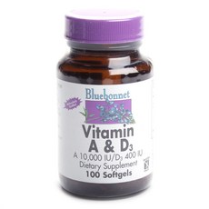 Bluebonnet 維他命A 10000IU&維他命D3 400IU軟膠囊, 100顆, 1罐