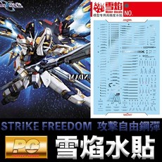 雪焰水貼 螢光版 BANDAI 鋼彈 PG 1/60 STRIKE FREEDOM GUNDAM 攻擊自由鋼彈, 1個