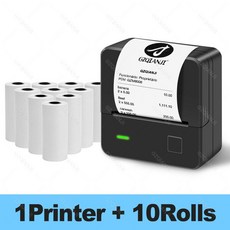 미니 POS 영수증 모바일 프린터 무선 블루투스 휴대용 Loyverse SII 기계 지원, Bla add 10Rolls