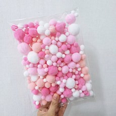 고탄력 폼폼이 55g 색상혼합, 1세트, 핑크톤