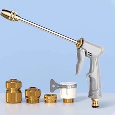 분사 노즐 고압 초강력 세척 물총 해드 세차건, 고압 롱건+4개 커넥터, 1cm