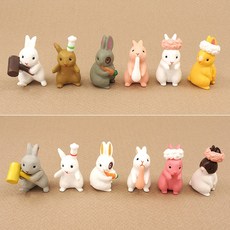 테라리움 만들기 재료 동물 피규어- 러블리 토끼 6P세트 2종, A세트