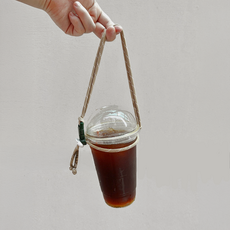 빼이따이 로프 텀블러 컵 홀더 스트랩 DIY 키트, 1개, 다크베이지/숏ver