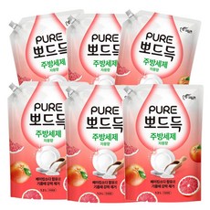 피죤 퓨어 뽀드득 주방세제 자몽향, 6개, 1.2L