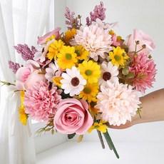 칼라월드 성묘 조화 꽃다발 국화 데이지 산소꽃, 1개, 핑크(국화 데이지세트)
