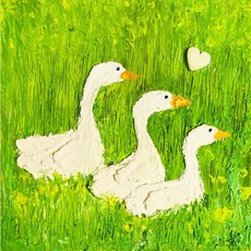 桃園有貨 肌理畫材料包 (多送白色顏料) 禮盒包裝 石英砂肌理畫材料包 丙烯立體油畵 浮鵰畫 畫圖材料包 兒童手作, 1個, 數鴨子