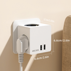큐브 USB 멀티탭 Mscien 3구, 1개, 화이트, 8.7cm