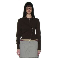 PARTIMENTO WOMEN 투웨이 어시메트릭 니트 가디건_브라운
