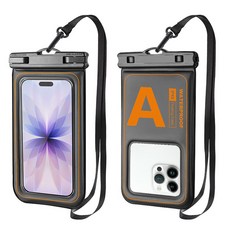 新海綿手機防水袋 戶外游泳涉水 可漂浮 IPX8防水袋, 橙色印刷, 1個