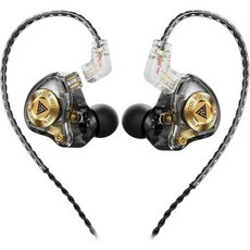 유선 게이밍 헤드폰 IEM 이어폰 1DD 포함 QKZ ENZO 인이어 모니터 하이파이 이어버드 베이스 사운드 11mm 다이내믹 드라이버 탑재 영상 음악 게임용 회색 307592, Detachable Cable, BLACK, 어두운 검정